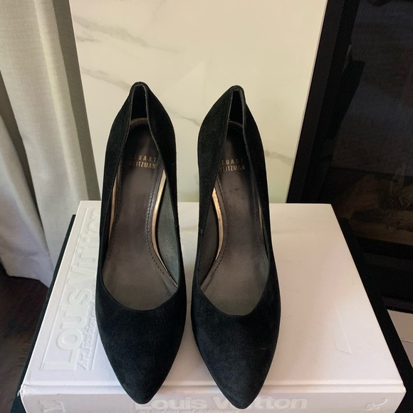 Stuart Weitzman size 9M black suede leopard pumps - Picture 6 of 7